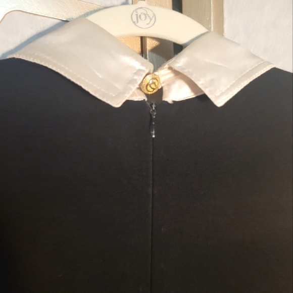 VINTAGE PATRICIA FORGEAL Mesh Sweater Dress with Satin Collar & Cuff - Picture 11 of 16